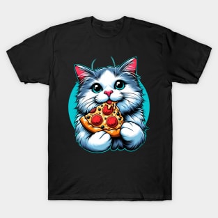 Cute Cat eating Pizza T-Shirt